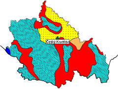Mapa klimatickch oblast okresu esk Krumlov