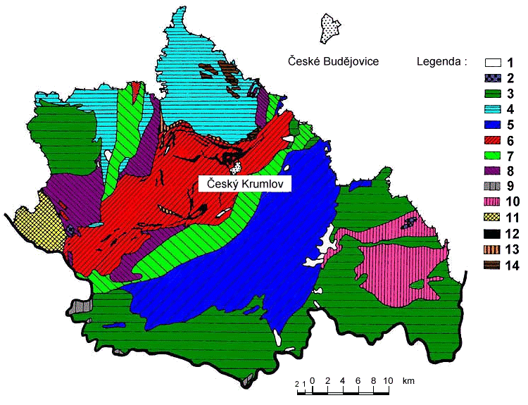 Geologick mapa okresu esk Krumlov