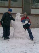 Evča s Petrem a sněhulákem